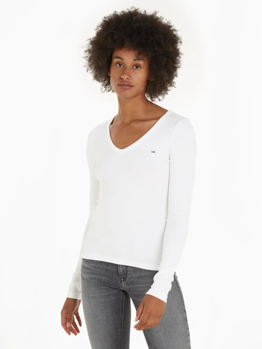 Рубашка Tommy Jeans с длинными рукавами "TJW SLIM ESSENTIAL RIB V LS", в рубчик, с вышивкой логотипа, белый
Рубашка Tommy Jeans с длинными рукавами "TJW SLIM ESSENTIAL RIB V LS", в рубчик, с вышивкой логотипа, белый