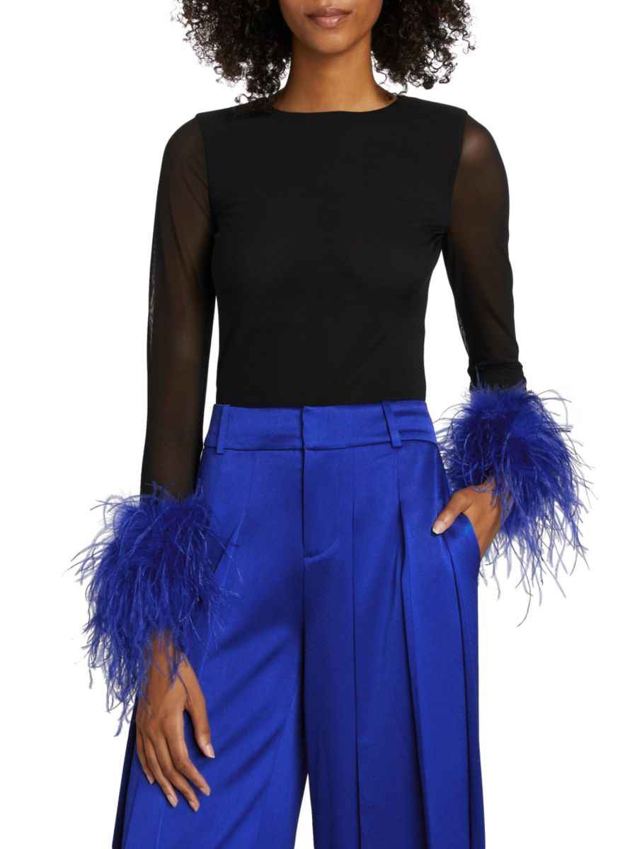 Топ Delaina с сетчатой отделкой и перьями Alice + Olivia, цвет Black Royal
Топ Delaina с сетчатой отделкой и перьями Alice + Olivia, цвет Black Royal