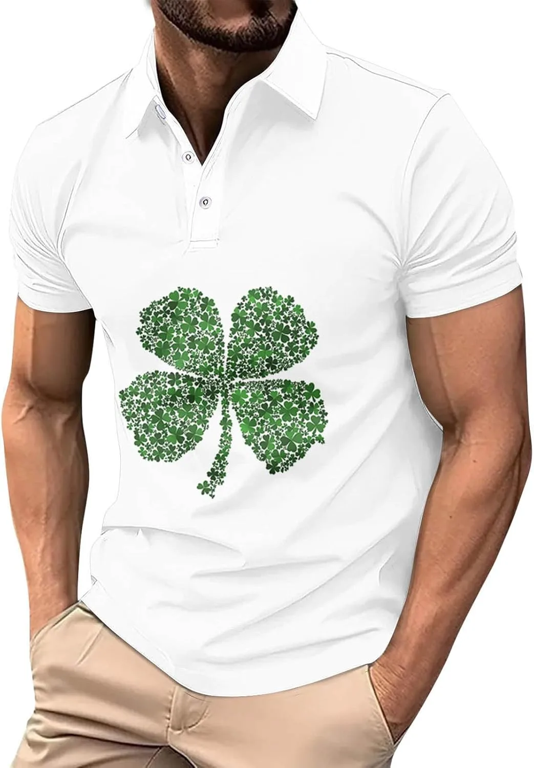 Мужская футболка St. Patrick's Day с коротким рукавом и принтом клевера
Мужская футболка St. Patrick's Day с коротким рукавом и принтом клевера