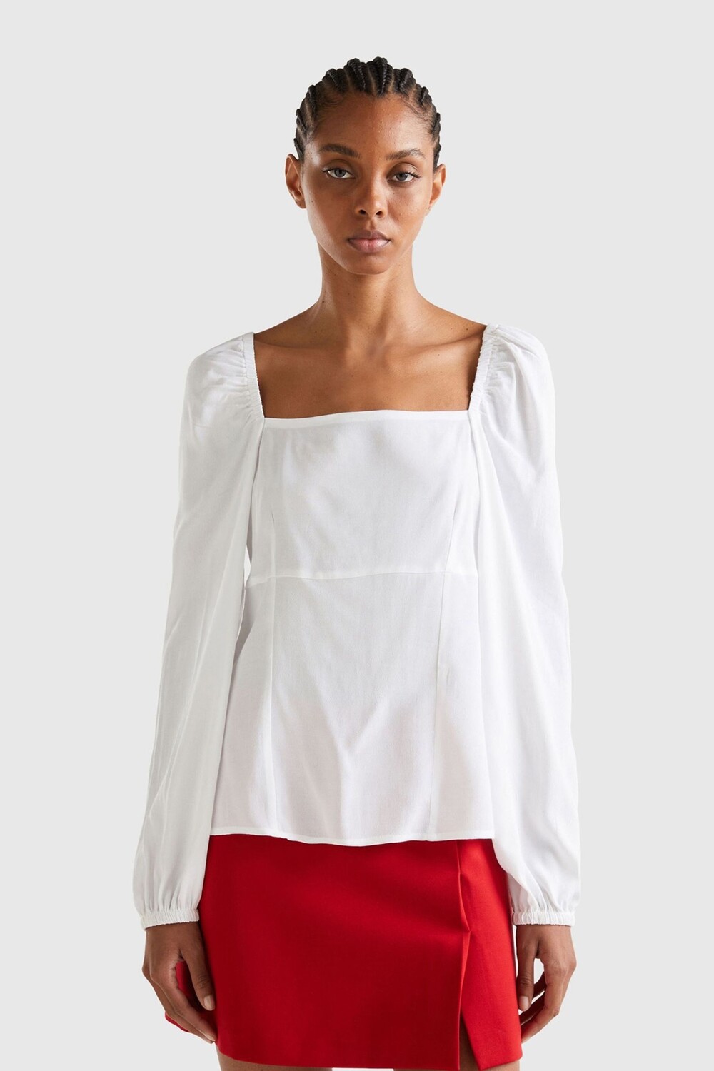 Квадратный вырез, рукав фонарик блузка Benetton, белый
Квадратный вырез, рукав фонарик блузка Benetton, белый