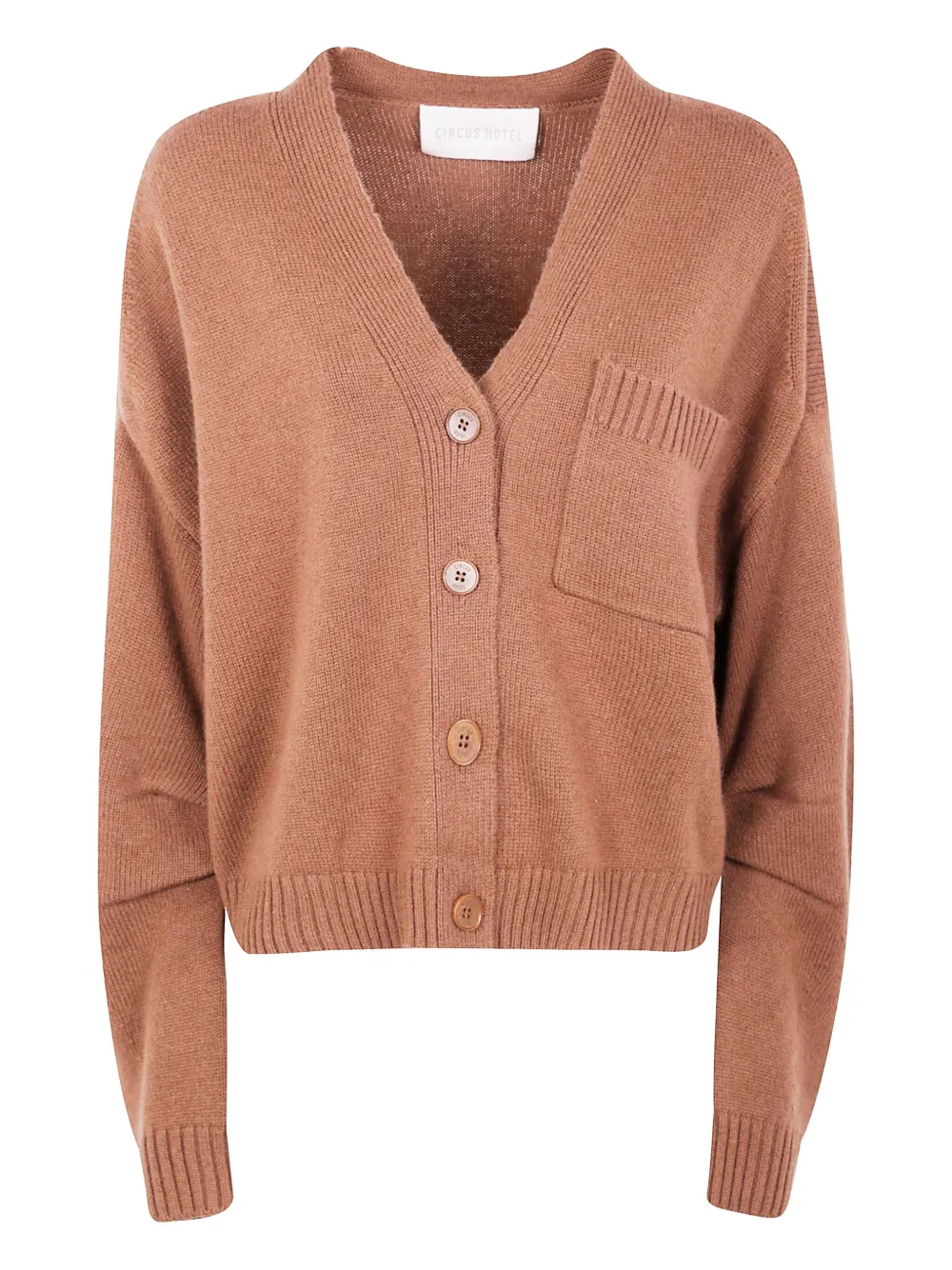 Кардиган с накладными карманами Circus Hotel, коричневый
Кардиган с накладными карманами Circus Hotel, коричневый