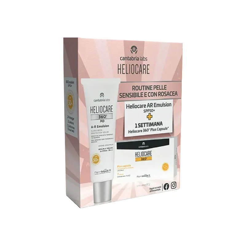 Heliocare 360° AR Emulsion Spf 50+ C/Heliocare 360° Plus Капсулы для чувствительной кожи
Heliocare 360° AR Emulsion Spf 50+ C/Heliocare 360° Plus Капсулы для чувствительной кожи