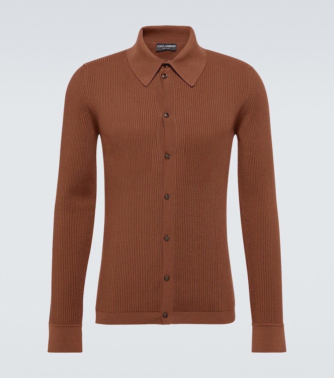 Свитер-поло из смесовой шерсти Dolce&Gabbana, коричневый 
Свитер-поло из смесовой шерсти Dolce&Gabbana, коричневый
