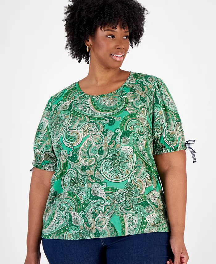 Блузка с рукавами-галстуком и узором пейсли, plus size Tommy Hilfiger, зеленый
Блузка с рукавами-галстуком и узором пейсли, plus size Tommy Hilfiger, зеленый