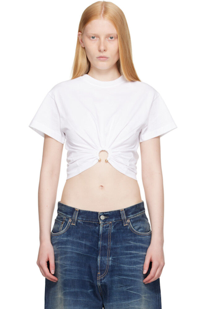 Белая футболка с пирсингом Rabanne
Белая футболка с пирсингом Rabanne