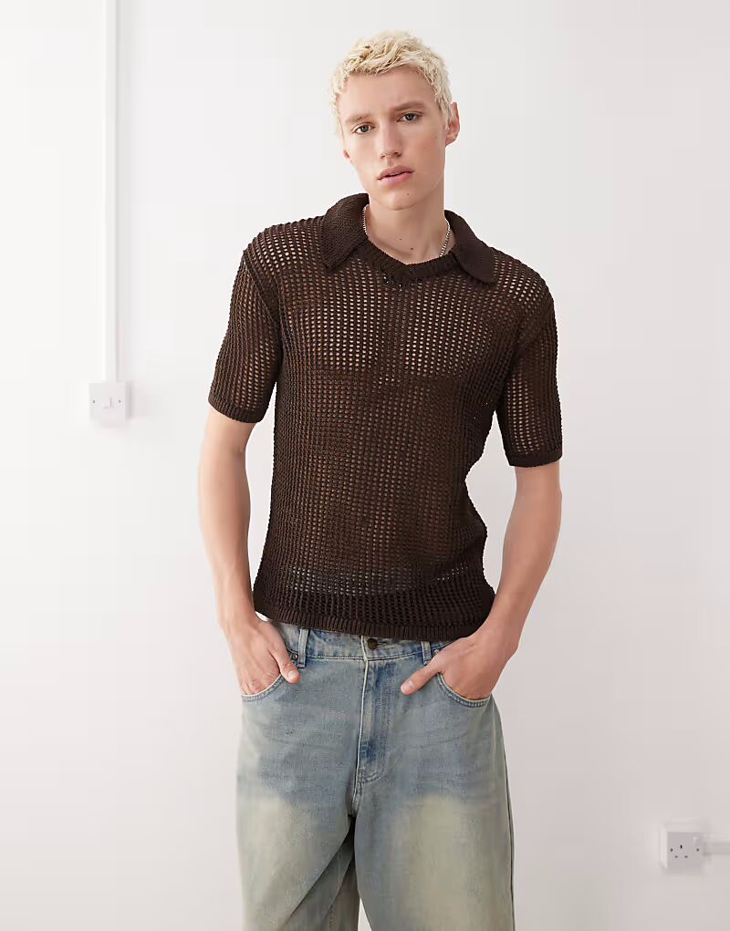 Рубашка поло Reclaimed Vintage с ажурным швом шоколадно-коричневого цвета
Рубашка поло Reclaimed Vintage с ажурным швом шоколадно-коричневого цвета