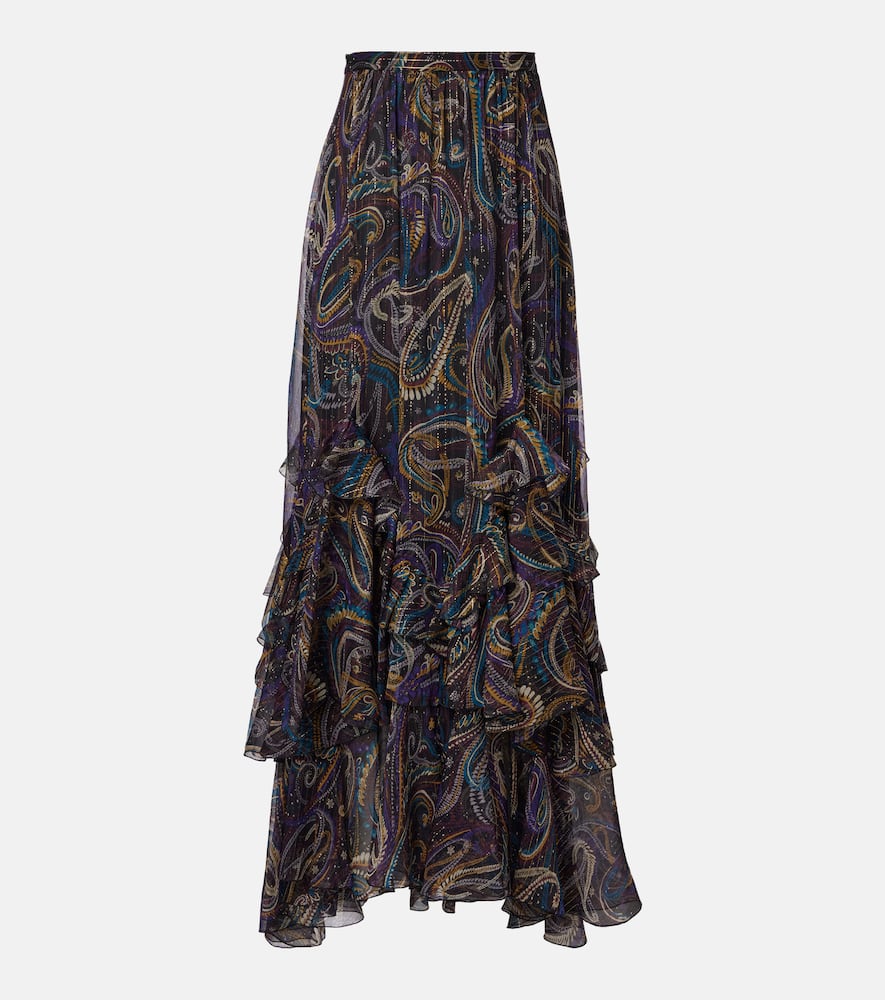 Плиссированная юбка макси из смесового шелка с принтом пейсли Etro, Print On Black Base
Плиссированная юбка макси из смесового шелка с принтом пейсли Etro, Print On Black Base