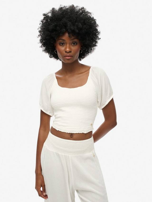 Сморщенный плетеный укороченный топ Superdry, Off White
Сморщенный плетеный укороченный топ Superdry, Off White