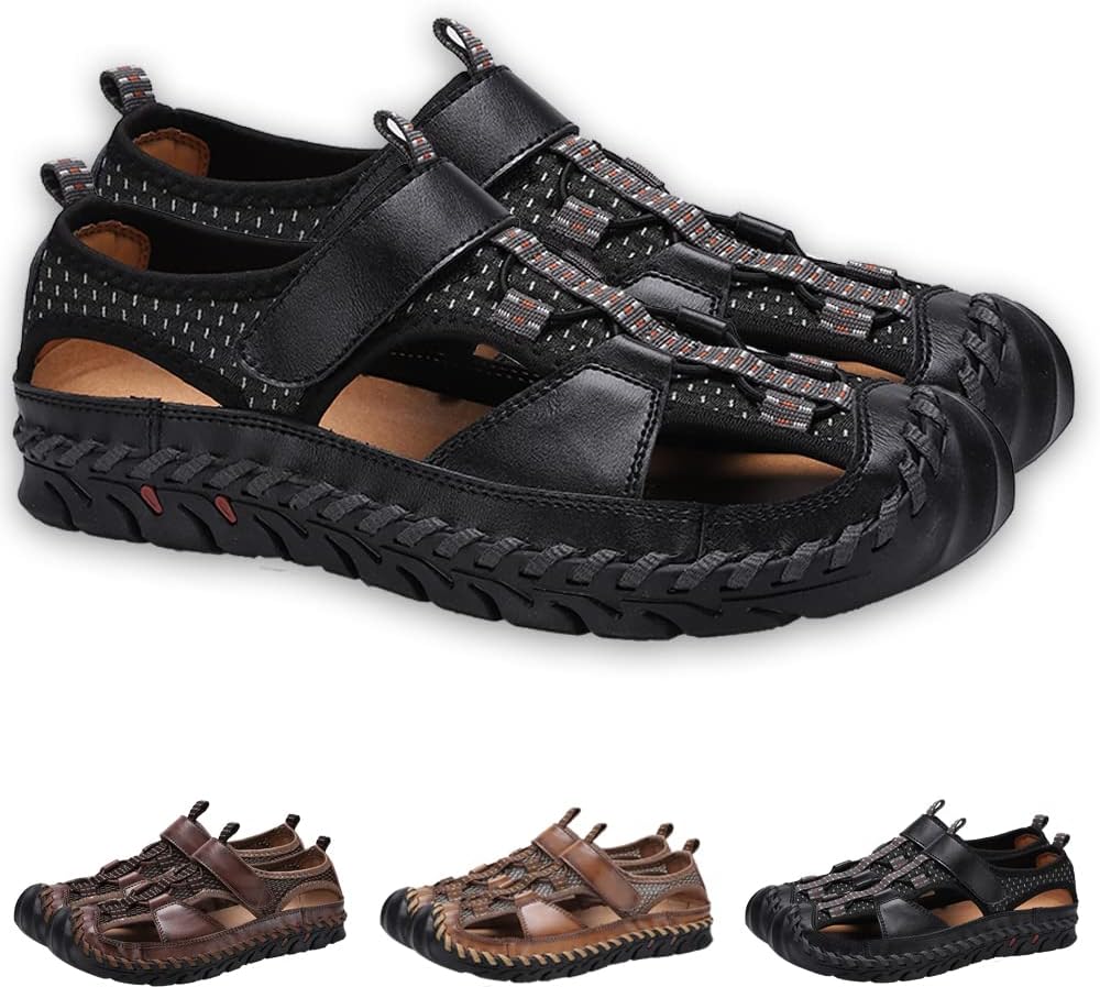 Мужские походные сандалии, повседневные модные кожаные спортивные обувь с закрытым носком, дышащие легкие сандалии для ходьбы Generic, черный
Мужские походные сандалии, повседневные модные кожаные спортивные обувь с закрытым носком, дышащие легкие сандалии для ходьбы Generic, черный
