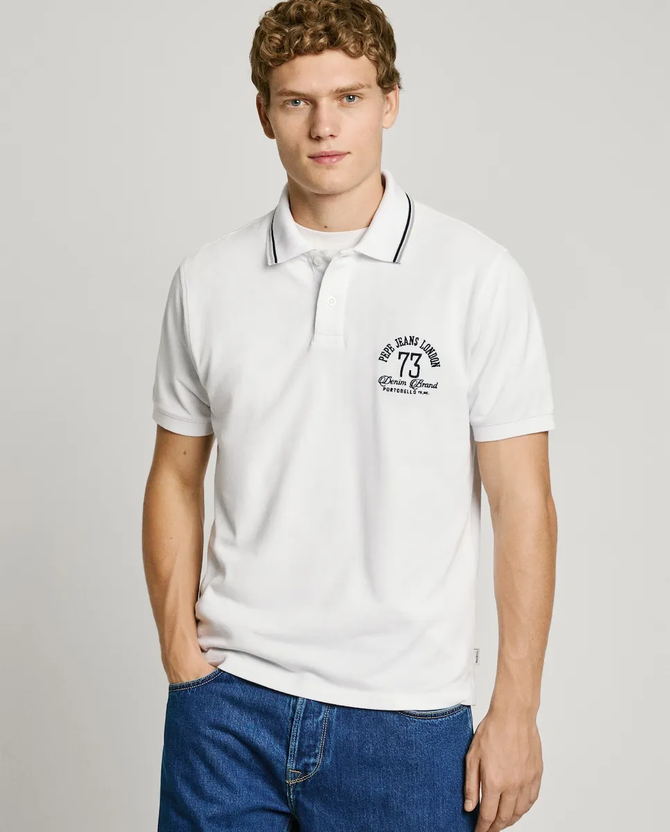 Мужское поло из пике с короткими рукавами и вышитым логотипом Pepe Jeans, белый
Мужское поло из пике с короткими рукавами и вышитым логотипом Pepe Jeans, белый