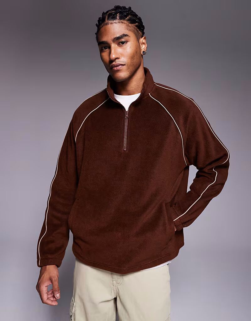 Флисовая толстовка свободного кроя с воротником-стойкой и окантовкой коричневого цвета Asos Design, Коричневый, Флисовая толстовка свободного кроя с воротником-стойкой и окантовкой коричневого цвета Asos Design
Флисовая толстовка свободного кроя с воротником-стойкой и окантовкой коричневого цвета Asos Design, Коричневый, Флисовая толстовка свободного кроя с воротником-стойкой и окантовкой коричневого цвета Asos Design