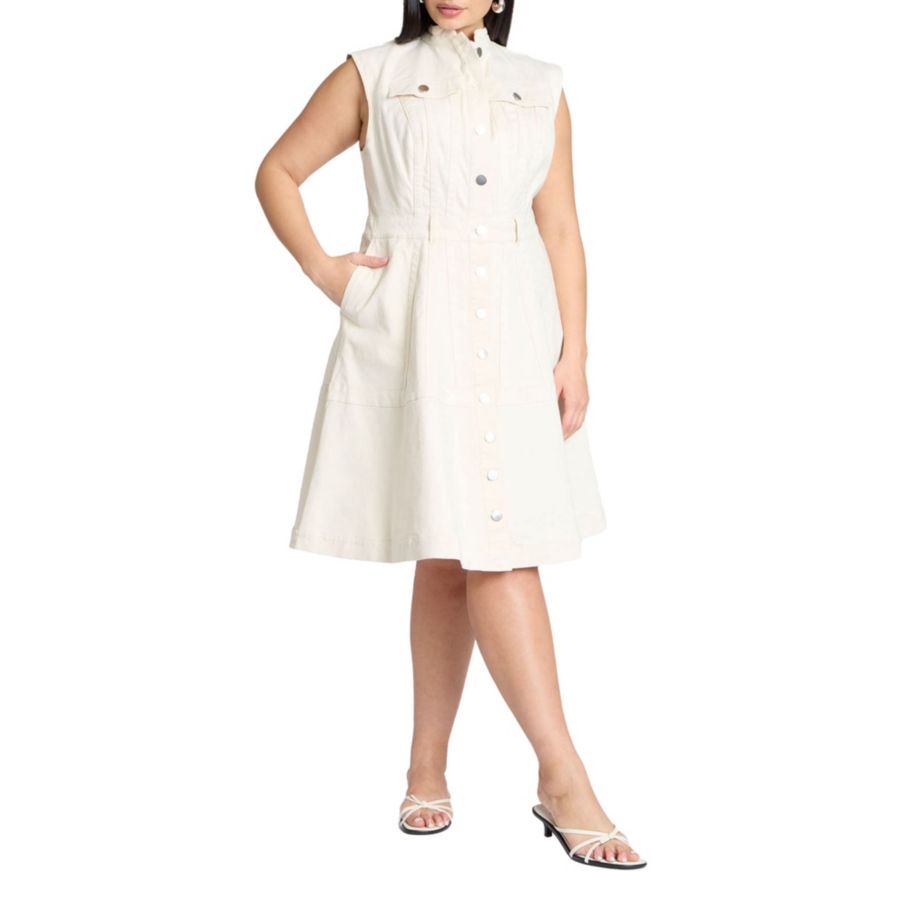 Женское джинсовое платье больших размеров, приталенного силуэта с расклешенной юбкой ELOQUII, Tofu
Женское джинсовое платье больших размеров, приталенного силуэта с расклешенной юбкой ELOQUII, Tofu