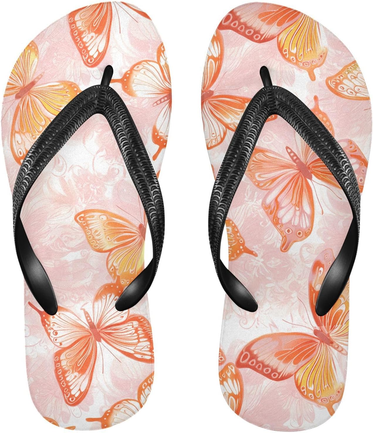 Шлепанцы с цветочным узором и оранжевыми бабочками, пляжные сандалии-вьетнамки, резинескользящие летние тапочки для мужчин и женщин Sinestour
Шлепанцы с цветочным узором и оранжевыми бабочками, пляжные сандалии-вьетнамки, резинескользящие летние тапочки для мужчин и женщин Sinestour