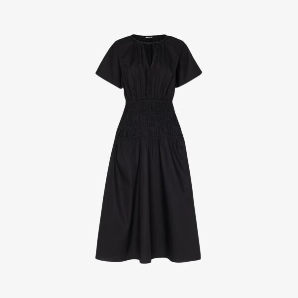 Платье миди из хлопка с вырезом и присборенной талией Whistles, черный
Платье миди из хлопка с вырезом и присборенной талией Whistles, черный