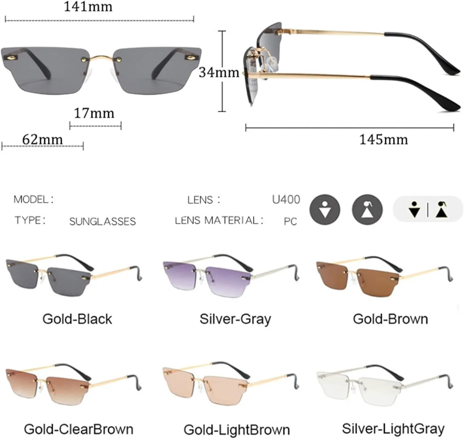 Популярные солнцезащитные очки без оправы для женщин, маленькие, прямоугольные, с прозрачными линзами Ocean, защита от УФ-излучения UV400 UATXTAU, Silver-green
Популярные солнцезащитные очки без оправы для женщин, маленькие, прямоугольные, с прозрачными линзами Ocean, защита от УФ-излучения UV400 UATXTAU, Silver-green