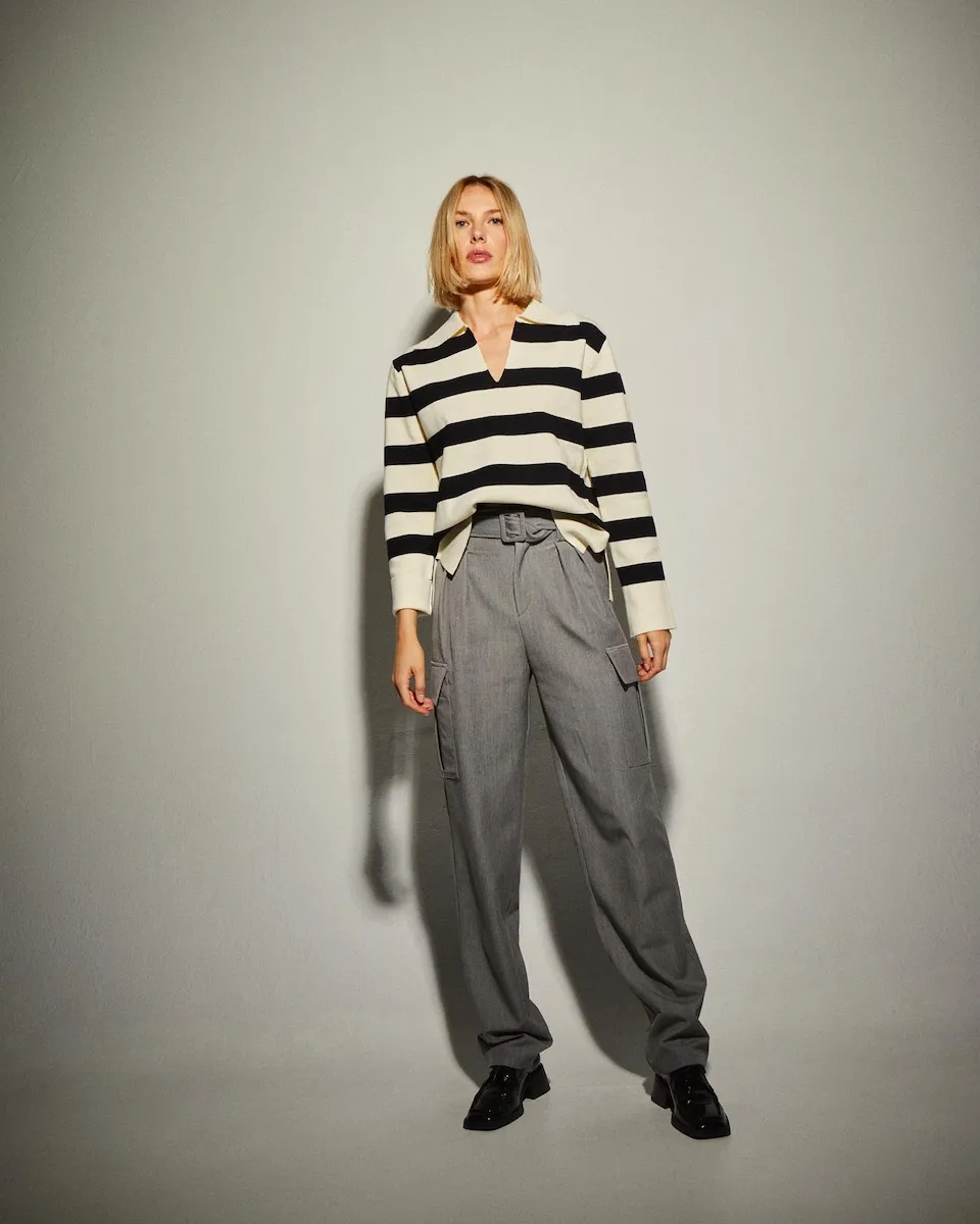 Женский полосатый свитер с воротником-поло Dolores Promesas, белый
Женский полосатый свитер с воротником-поло Dolores Promesas, белый