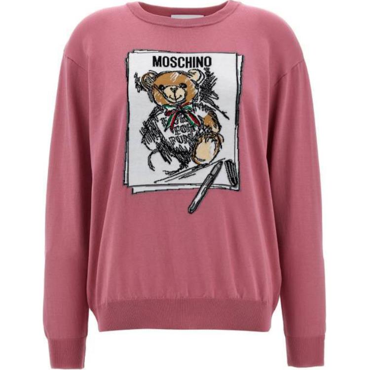 Свитер с интарсией в виде мишки MOSCHINO, розово-красный
Свитер с интарсией в виде мишки MOSCHINO, розово-красный