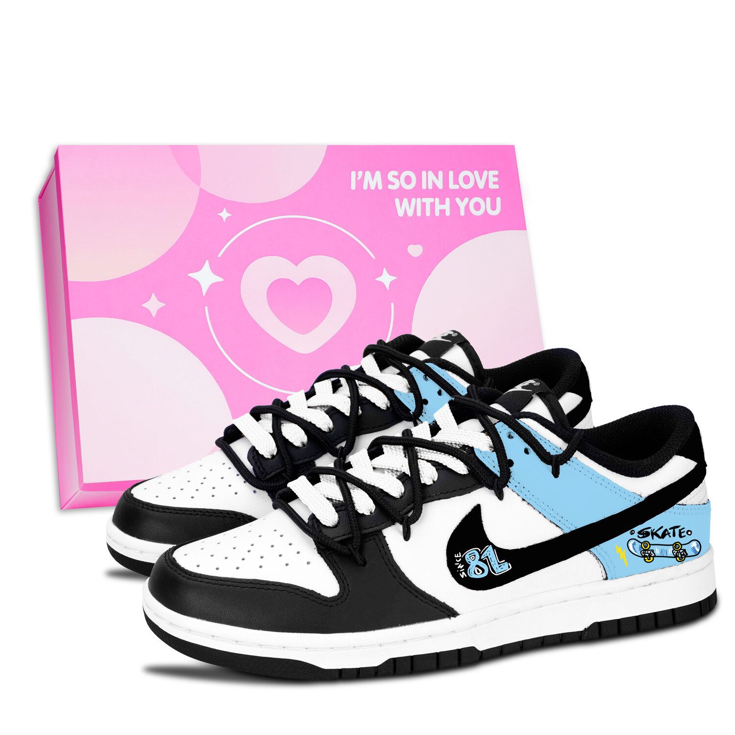 Nike Dunk Black White, Light Blue Board Style Abrasion Resistant Low top Skateboard Shoes Unisex Blue
Nike Dunk Black White, Light Blue Board Style Abrasion Resistant Low top Skateboard Shoes Unisex Blue