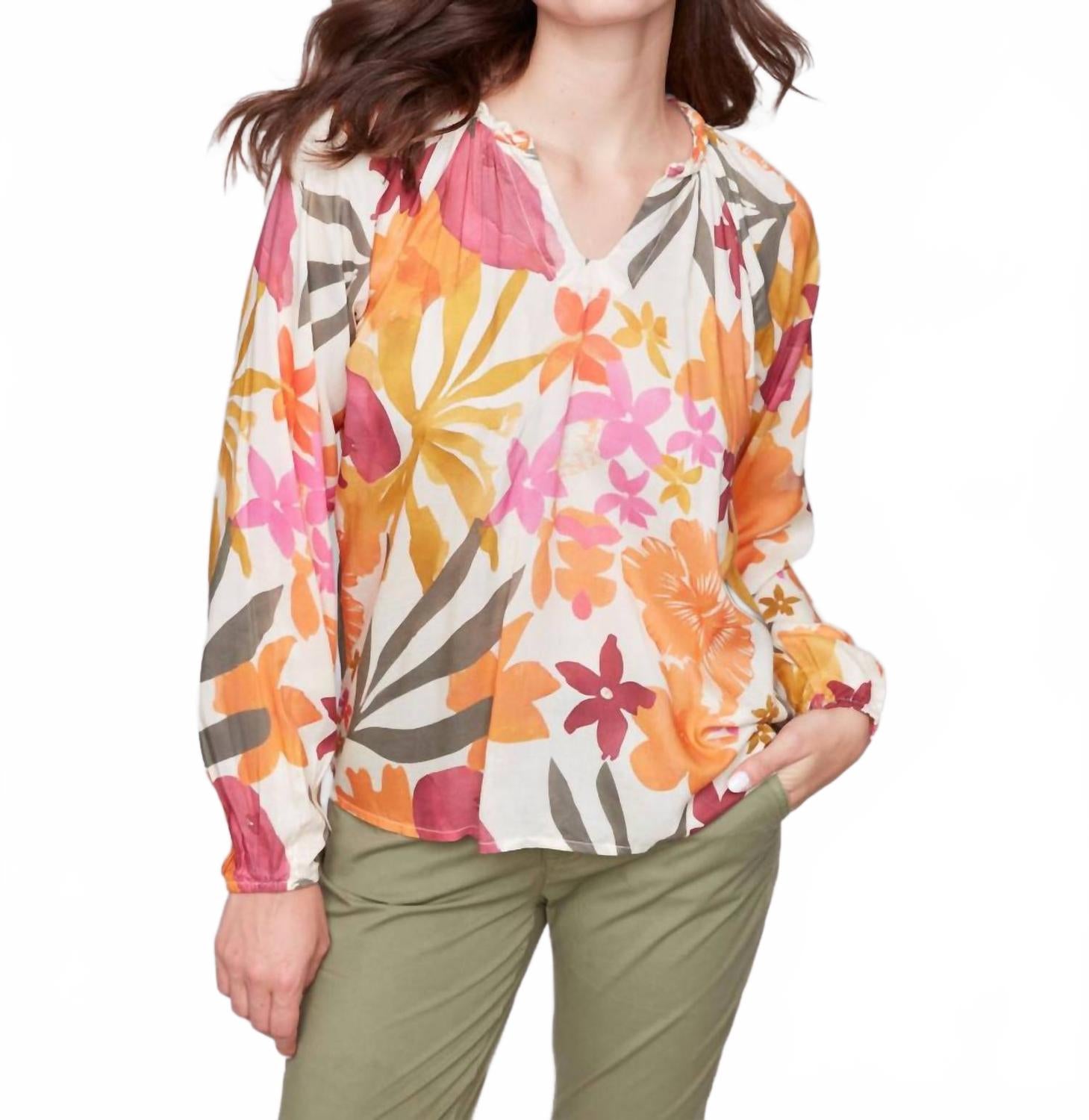 Вискозная блузка с длинным рукавом и цветочным принтом на пуговицах CHARLIE B, Bouquet
Вискозная блузка с длинным рукавом и цветочным принтом на пуговицах CHARLIE B, Bouquet