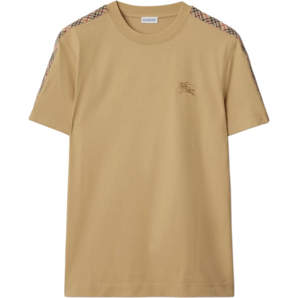 Футболка из хлопка с клетчатой отделкой Burberry, хаки
Футболка из хлопка с клетчатой отделкой Burberry, хаки