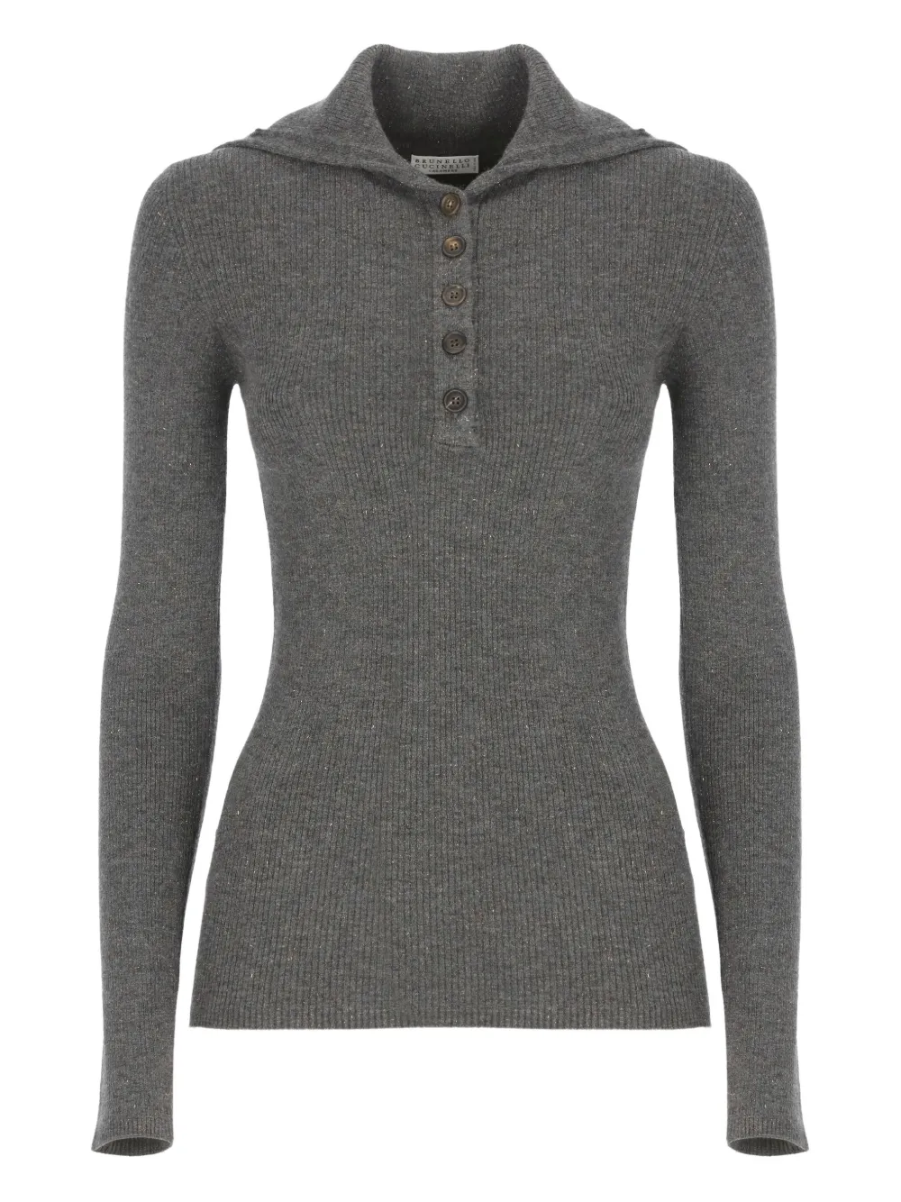 Свитер на пуговицах с люрексом Brunello Cucinelli, серый
Свитер на пуговицах с люрексом Brunello Cucinelli, серый