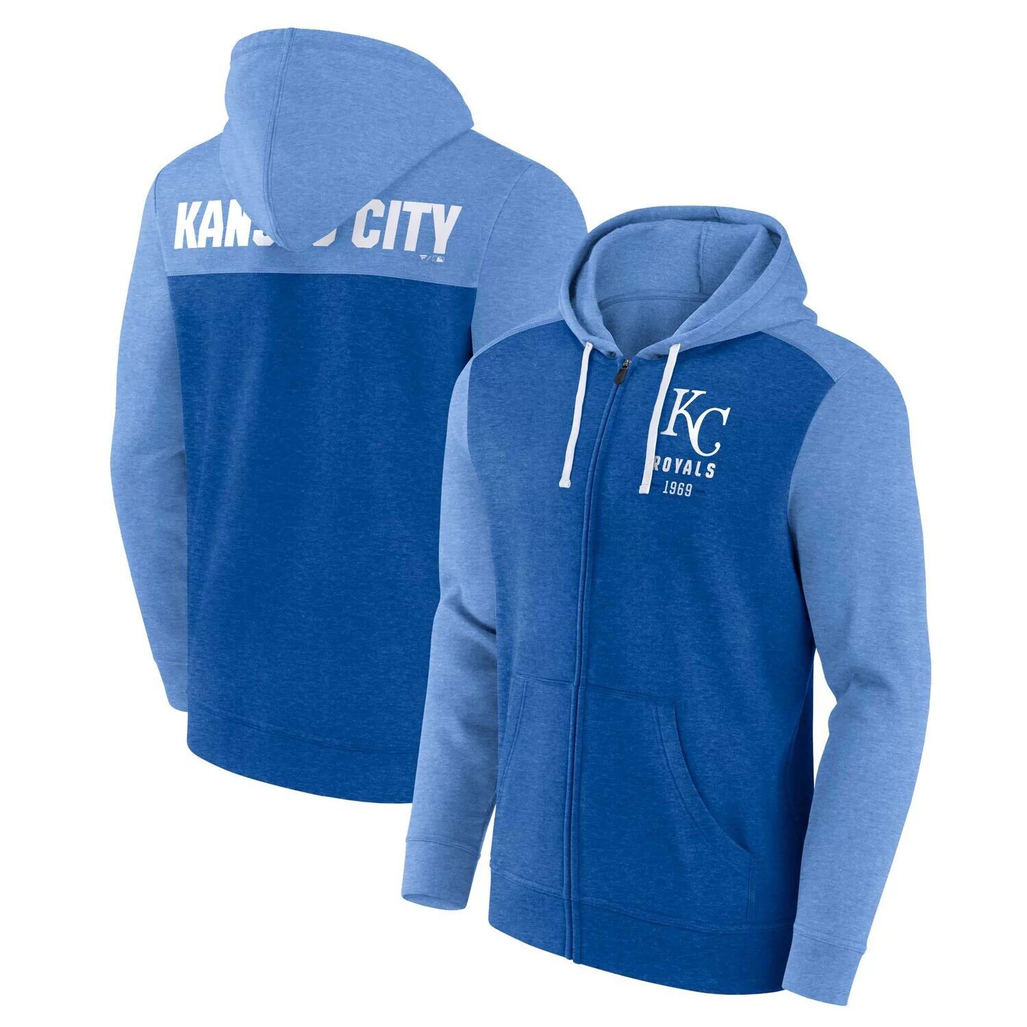 Мужская толстовка с капюшоном на молнии во всю длину Kansas City Royals Fanatics Branded Heathered Royal/Heathered Light Blue
Мужская толстовка с капюшоном на молнии во всю длину Kansas City Royals Fanatics Branded Heathered Royal/Heathered Light Blue