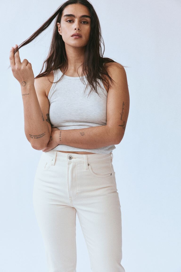 Узкие прямые высокие джинсы H&M, бежевый
Узкие прямые высокие джинсы H&M, бежевый