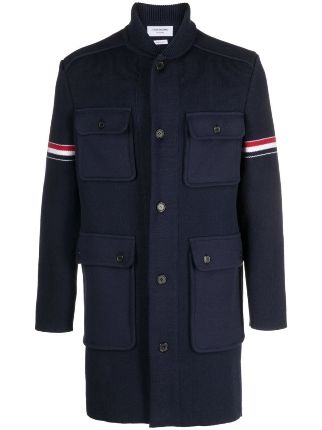 Пальто в рубчик с полосками RWB Thom Browne, синий
Пальто в рубчик с полосками RWB Thom Browne, синий