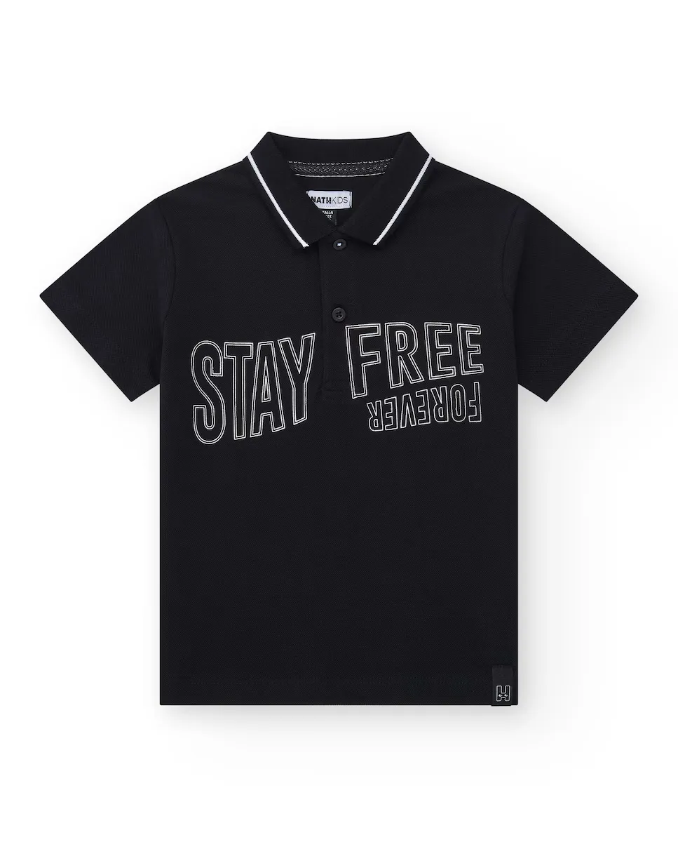 Рубашка-поло для мальчиков с короткими рукавами и контрастной отделкой на воротнике Tuc tuc, черный 
Рубашка-поло для мальчиков с короткими рукавами и контрастной отделкой на воротнике Tuc tuc, черный