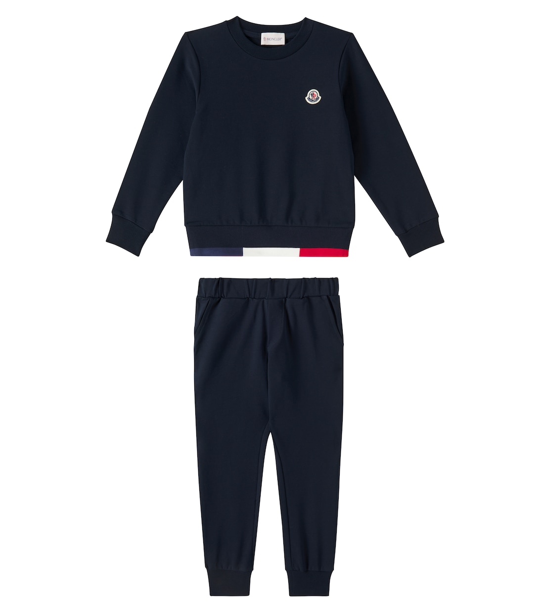 Трехцветный спортивный костюм из смесового хлопка Moncler Enfant, синий
Трехцветный спортивный костюм из смесового хлопка Moncler Enfant, синий