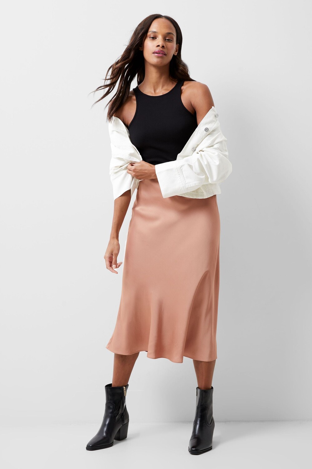 Атласная юбка Ennis мидакси French Connection, коричневый 
Атласная юбка Ennis мидакси French Connection, коричневый