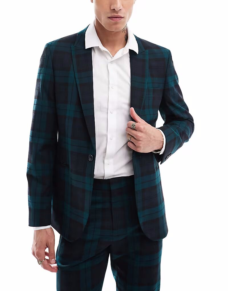 Пиджак ASOS DESIGN облегающего кроя в темно-зеленую клетку
Пиджак ASOS DESIGN облегающего кроя в темно-зеленую клетку