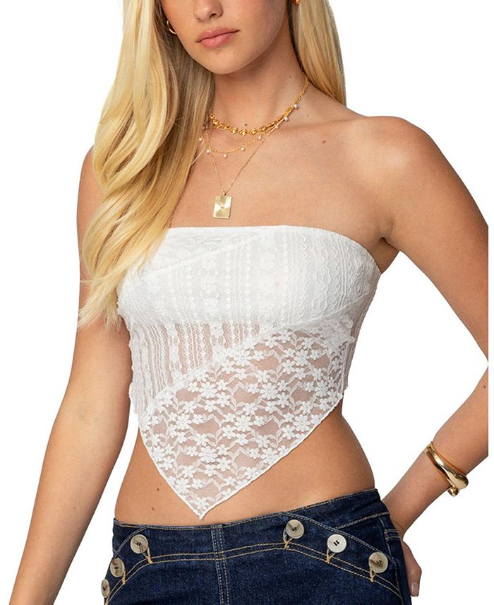 Полупрозрачный топ с кружевными вставками Handkerchief Edikted, белый
Полупрозрачный топ с кружевными вставками Handkerchief Edikted, белый