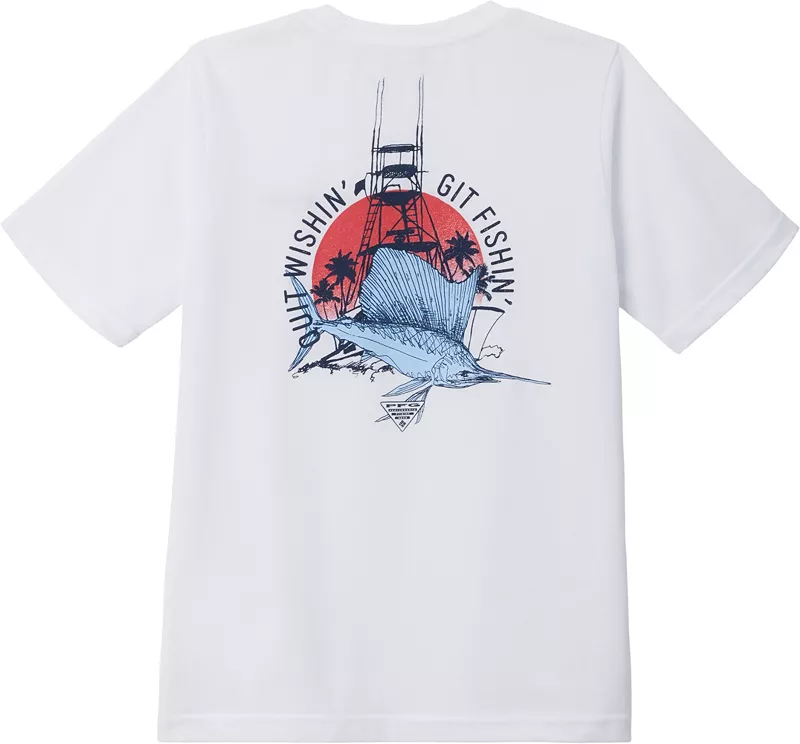Футболка с сезонным рисунком PFG для мальчиков Columbia, цвет White/Sail Tower Graphics
Футболка с сезонным рисунком PFG для мальчиков Columbia, цвет White/Sail Tower Graphics