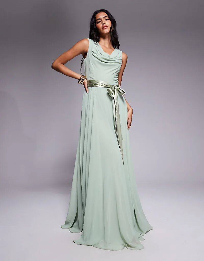 Длинное шифоновое платье Goddiva с воротником-хомутиком в цвете шалфей
Длинное шифоновое платье Goddiva с воротником-хомутиком в цвете шалфей