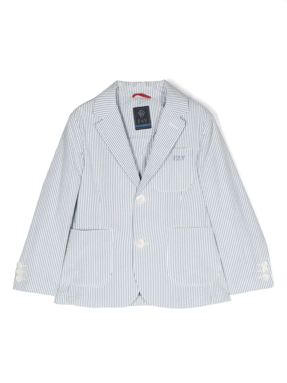 Однобортный блейзер в полоску Fay Kids, синий
Однобортный блейзер в полоску Fay Kids, синий