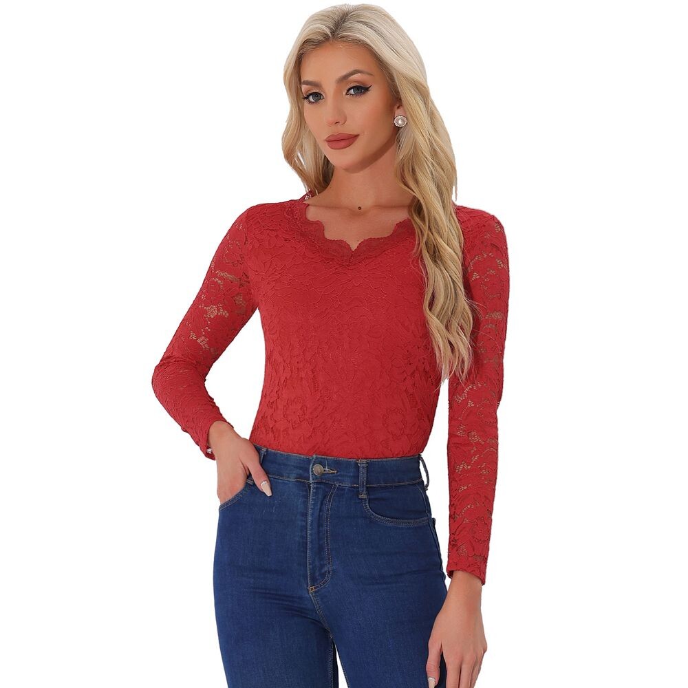 Женская прозрачная кружевная блузка с длинными рукавами и цветочной вышивкой ALLEGRA K, красный
Женская прозрачная кружевная блузка с длинными рукавами и цветочной вышивкой ALLEGRA K, красный
