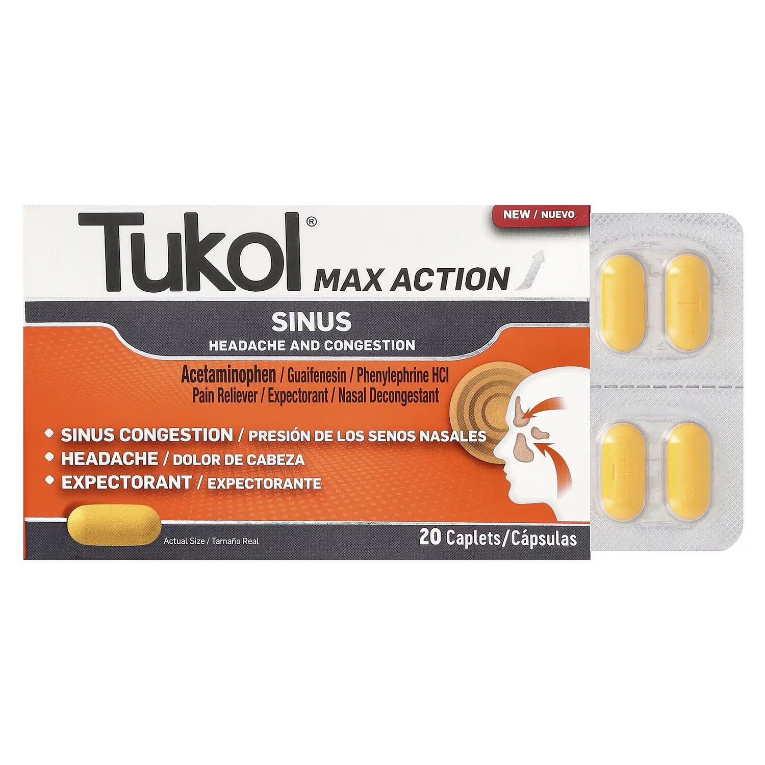 Max Action, синус, 20 капсул Tukol
Max Action, синус, 20 капсул Tukol