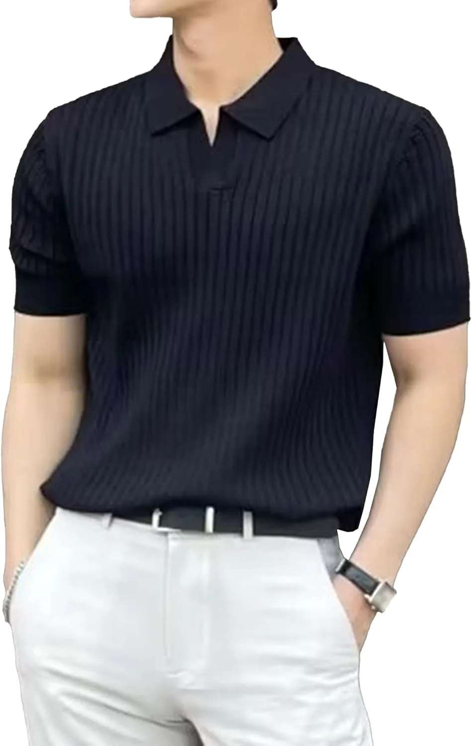 Мужская короткая рубашка-поло с ребристой вязкой, легкая, для лета Aosufei
Мужская короткая рубашка-поло с ребристой вязкой, легкая, для лета Aosufei