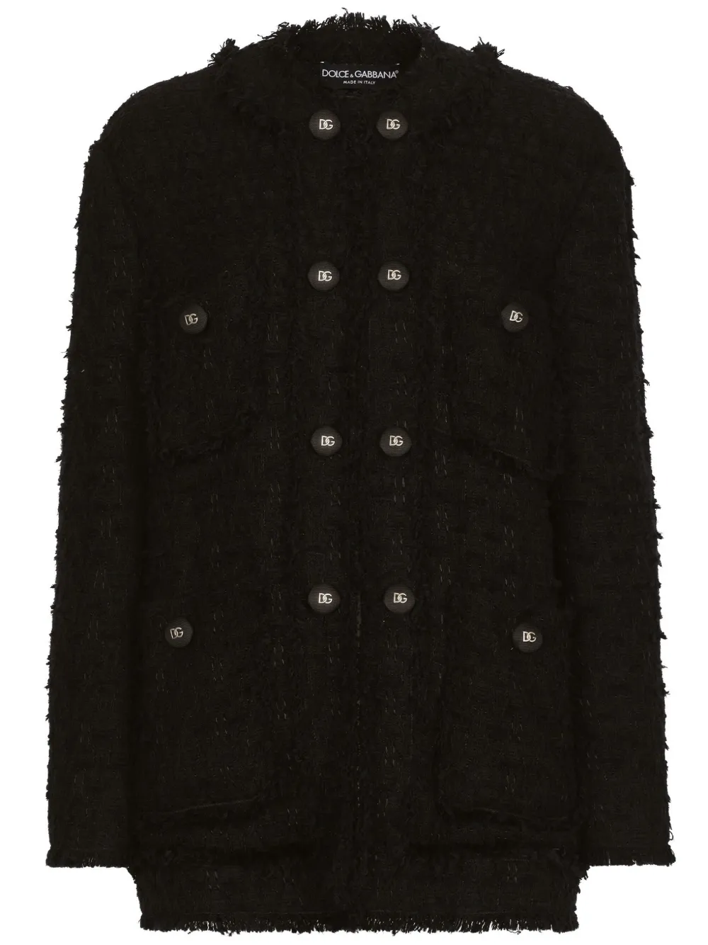 Твидовый жакет с круглым вырезом DOLCE & GABBANA, черный
Твидовый жакет с круглым вырезом DOLCE & GABBANA, черный