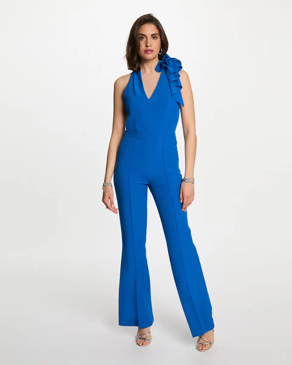 Длинный женский комбинезон с воланами Morgan, синий
Длинный женский комбинезон с воланами Morgan, синий