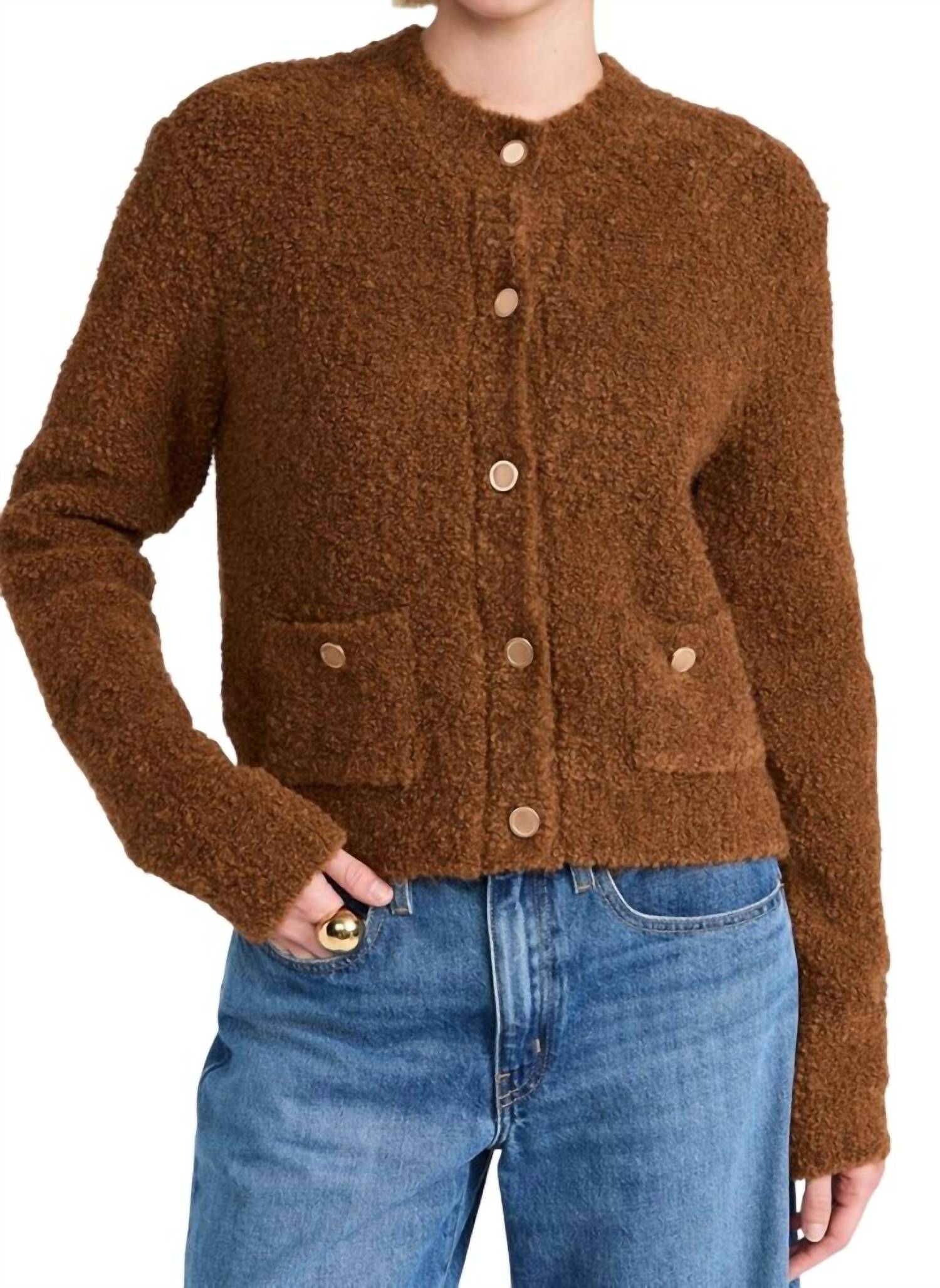 Кардиган с накладными карманами цвета кэмел FRAME, коричневый
Кардиган с накладными карманами цвета кэмел FRAME, коричневый