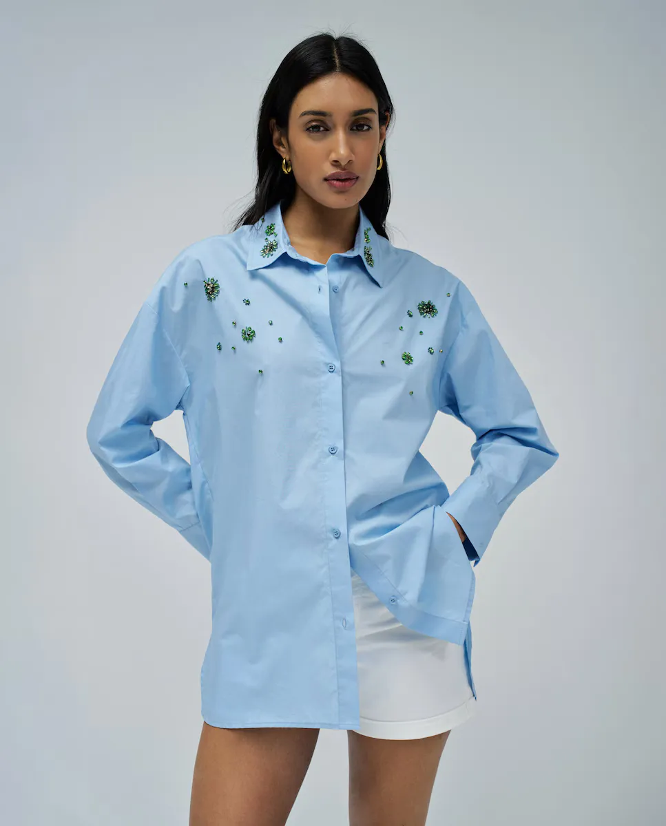 Женская поплиновая рубашка с блестками Salsa Jeans, синий
Женская поплиновая рубашка с блестками Salsa Jeans, синий