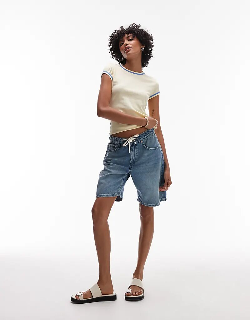 Легкие джинсовые шорты Topshop в стиле «тренажер» средне-синего цвета
Легкие джинсовые шорты Topshop в стиле «тренажер» средне-синего цвета