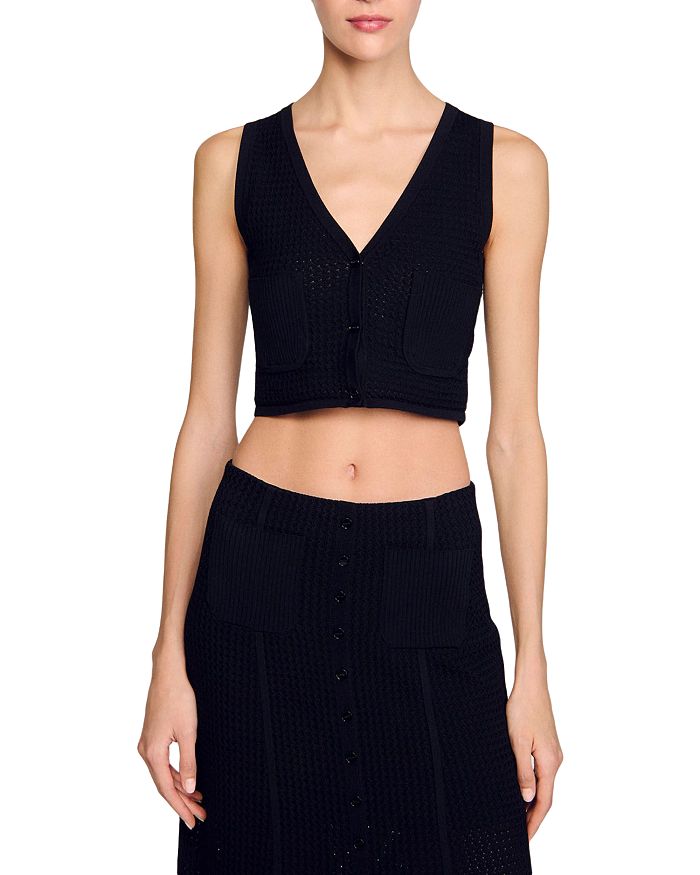 Декоративный вязаный кардиган Sandro, черный 
Декоративный вязаный кардиган Sandro, черный