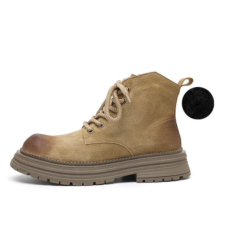 XIAOTOULANG Короткие мартины на среднем каблуке мужские с флисовой подкладкой хаки, цвет Fleece-Lined Khaki 
XIAOTOULANG Короткие мартины на среднем каблуке мужские с флисовой подкладкой хаки, цвет Fleece-Lined Khaki