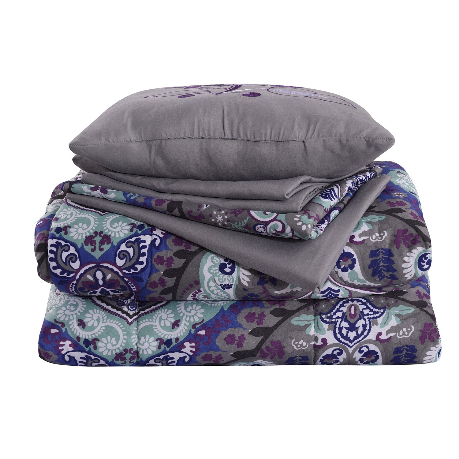 Двусторонняя кровать Modern Threads Cathedral из 8 предметов в сумке с принтом, цвет Purple/Grey/Teal
Двусторонняя кровать Modern Threads Cathedral из 8 предметов в сумке с принтом, цвет Purple/Grey/Teal