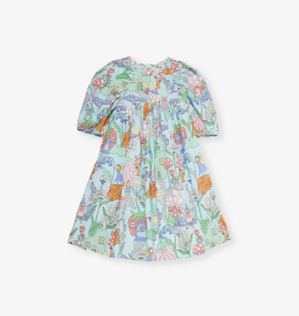 Платье из хлопкового поплина с принтом «Сказка» и рукавами-фонариками на возраст 4-10 лет Stella Mccartney, мультиколор 
Платье из хлопкового поплина с принтом «Сказка» и рукавами-фонариками на возраст 4-10 лет Stella Mccartney, мультиколор