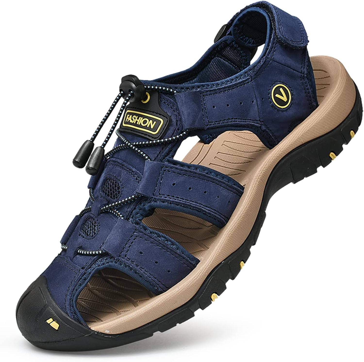 Мужские сандалии для пеших прогулок из натуральной кожи, спортивные с закрытым носком, для ходьбы, нескользящие, легкие, пляжные и водные сандалии тип «рыбак» Abborora, синий
Мужские сандалии для пеших прогулок из натуральной кожи, спортивные с закрытым носком, для ходьбы, нескользящие, легкие, пляжные и водные сандалии тип «рыбак» Abborora, синий