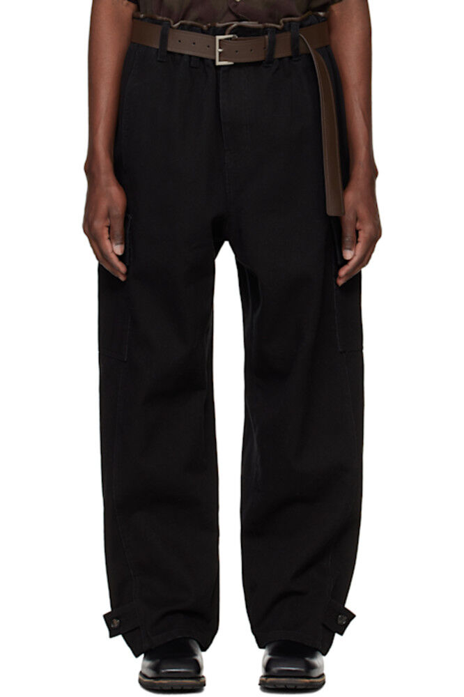 Черные хлопковые брюки-карго с переплетом System
Черные хлопковые брюки-карго с переплетом System